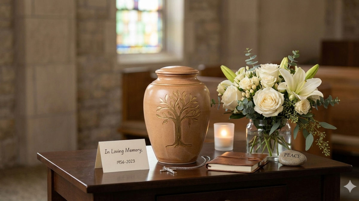An urn bearing the cremated remains of someone. PHOTO/Nano Banana.