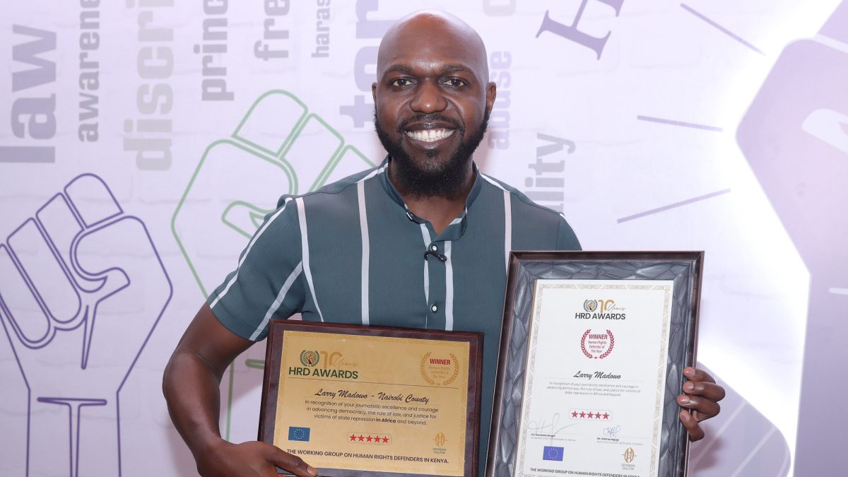 Larry Madowo posing with his awards. PHOTO/https://www.facebook.com/LarryMadowo