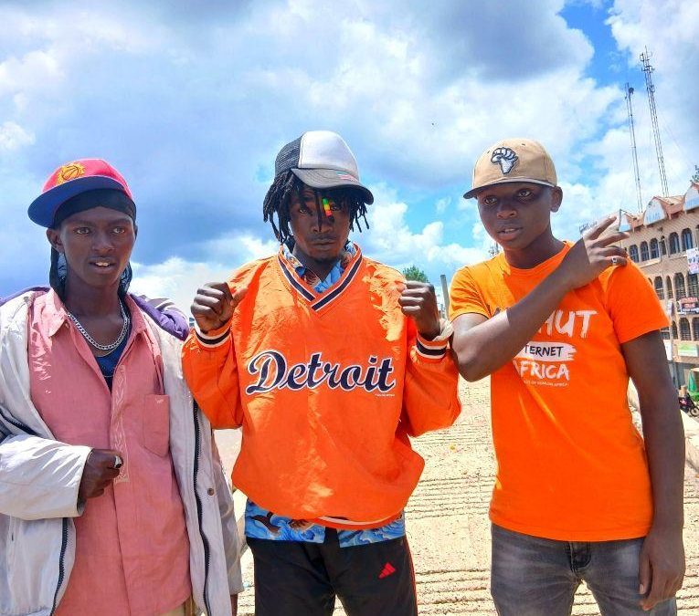 Mad Disciples members pose during the production of “Mathematics”, a Gengetone track gaining traction on TikTok. PHOTOS/MC Kapuru/Facebook.