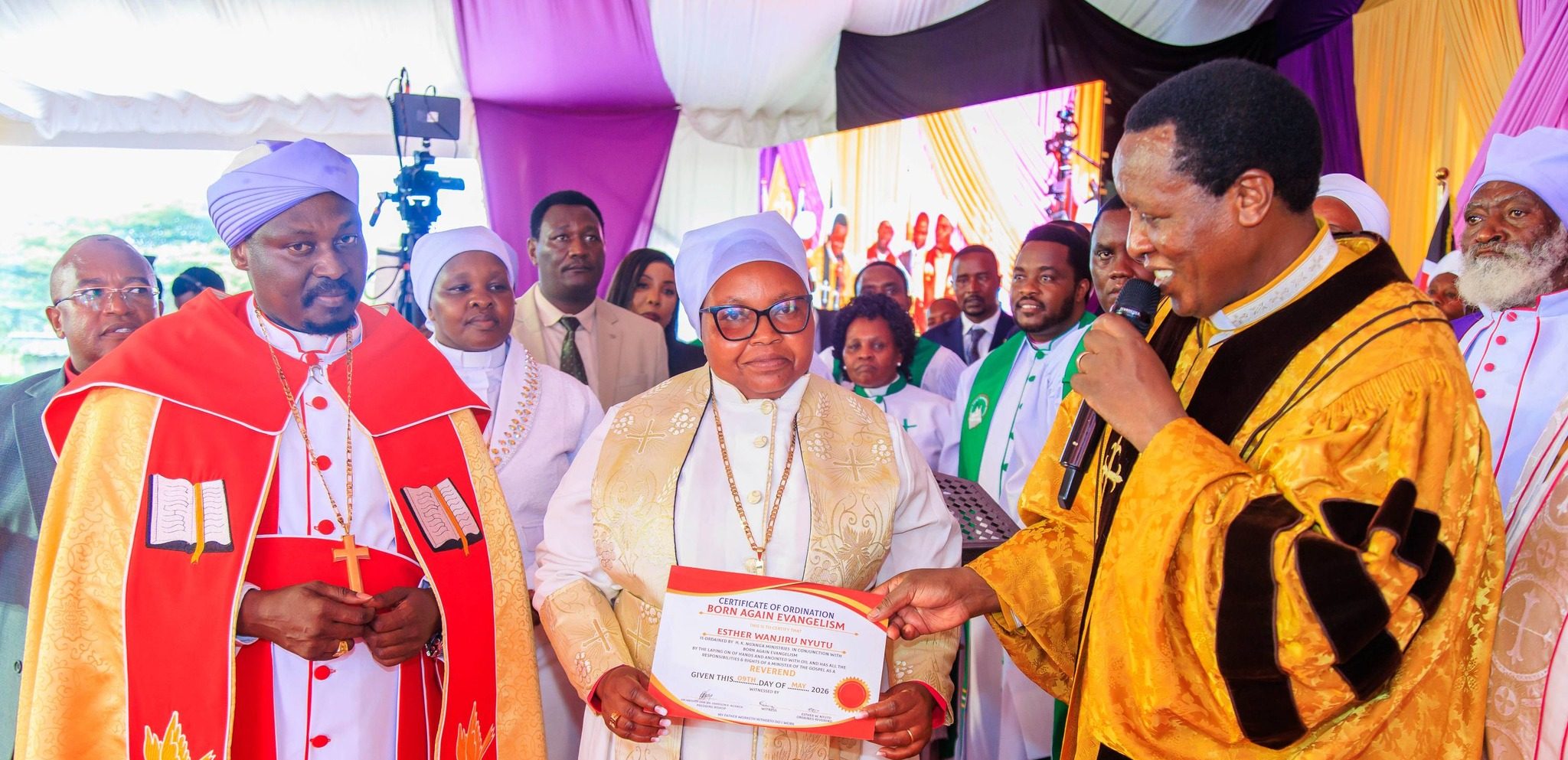 Maina Wa OTC ordained Bishop as wife Pastor Esther is elevated to Reverend