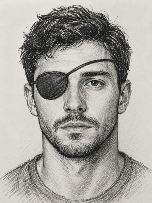 A sketch of a person with one eye. PHOTO/AI
