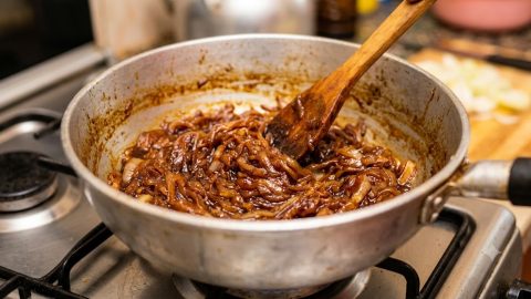 How caramelisation happens when onions are slow-cooked