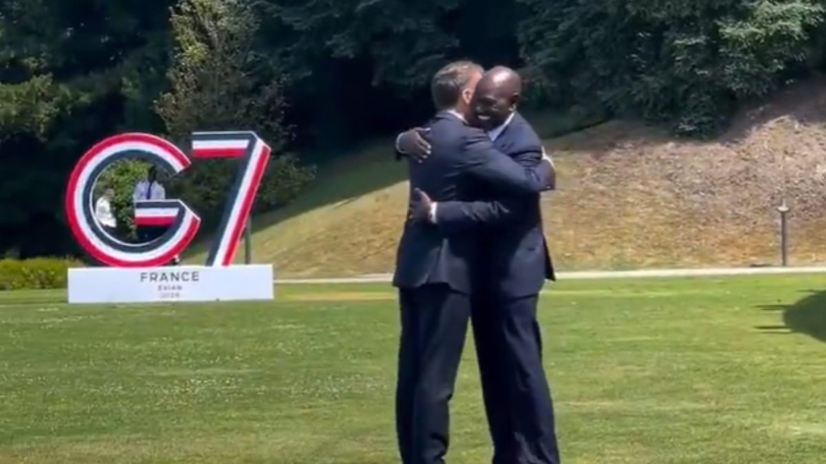 Bromance: Ruto and Macron share a warm hug as G7 Summit starts
