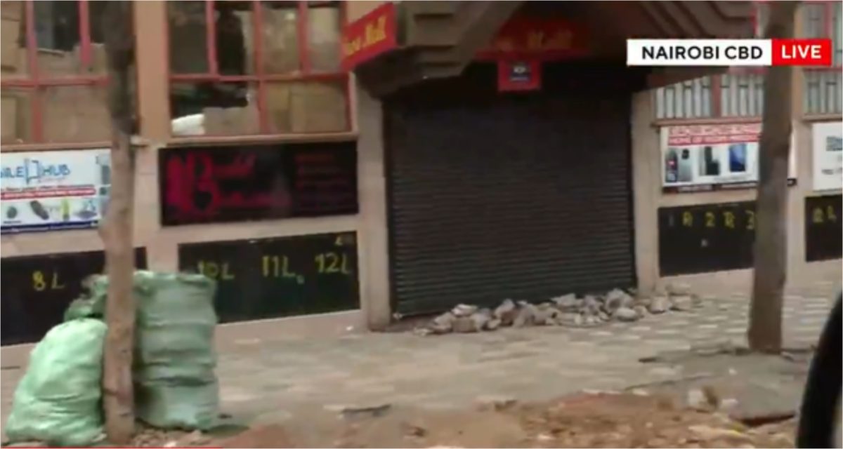Shops closed as Kenyans mark the second Gen Z protest anniversary. PHOTO/@K24Tv/X 