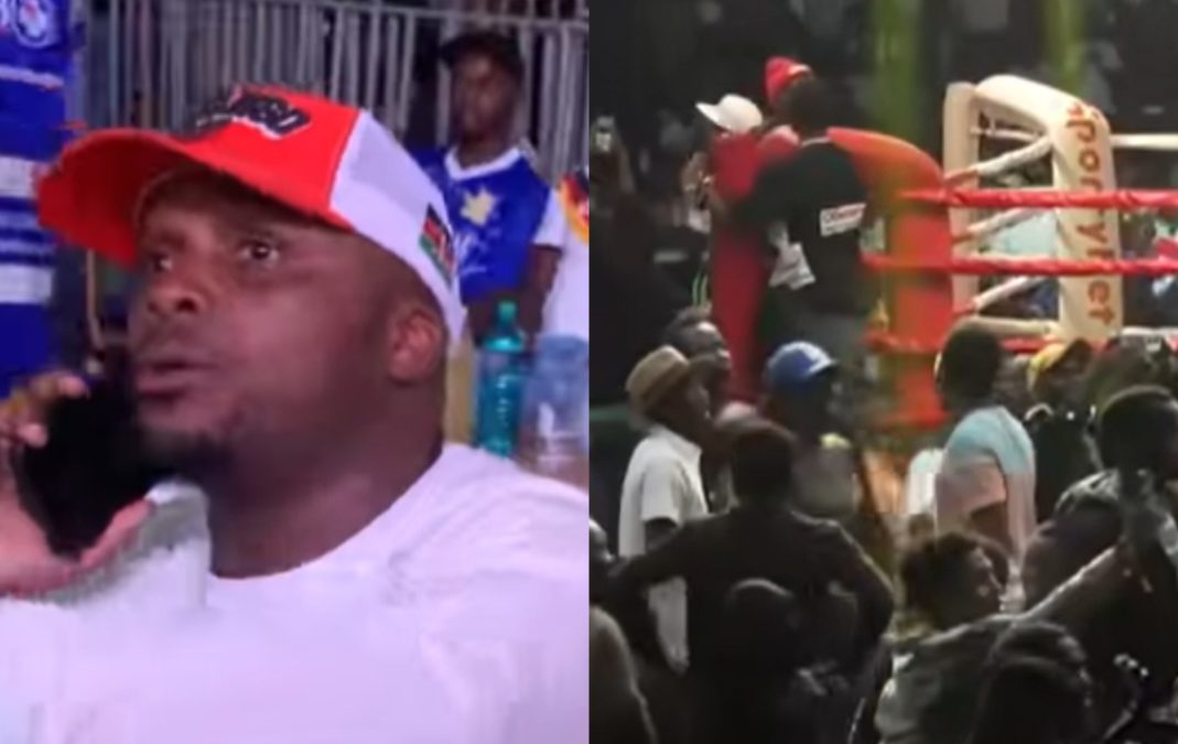Jalang'o at Vurugu 2 Boxing. PHOTOS/Screengrabs by K24 Digital of Instagram videos by @spmbuzz.