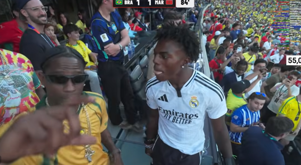 IShowSpeed and Travis Scott watching the World Cup. PHOTO/Screengrab by K24 Digital of YouTube stream by IShowSpeed.