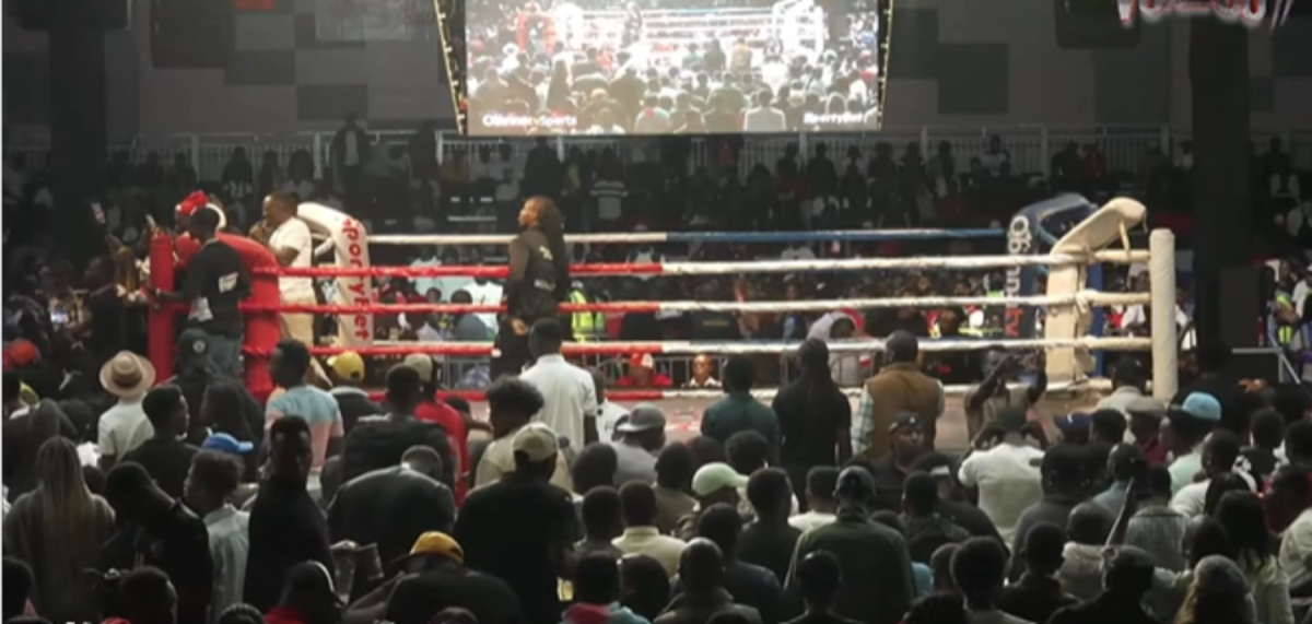 Obinna inside the ring at Vurugu 2 boxing. PHOTO/Screengrabs by K24 Digital of YouTube video by Obinnatvstudios.
