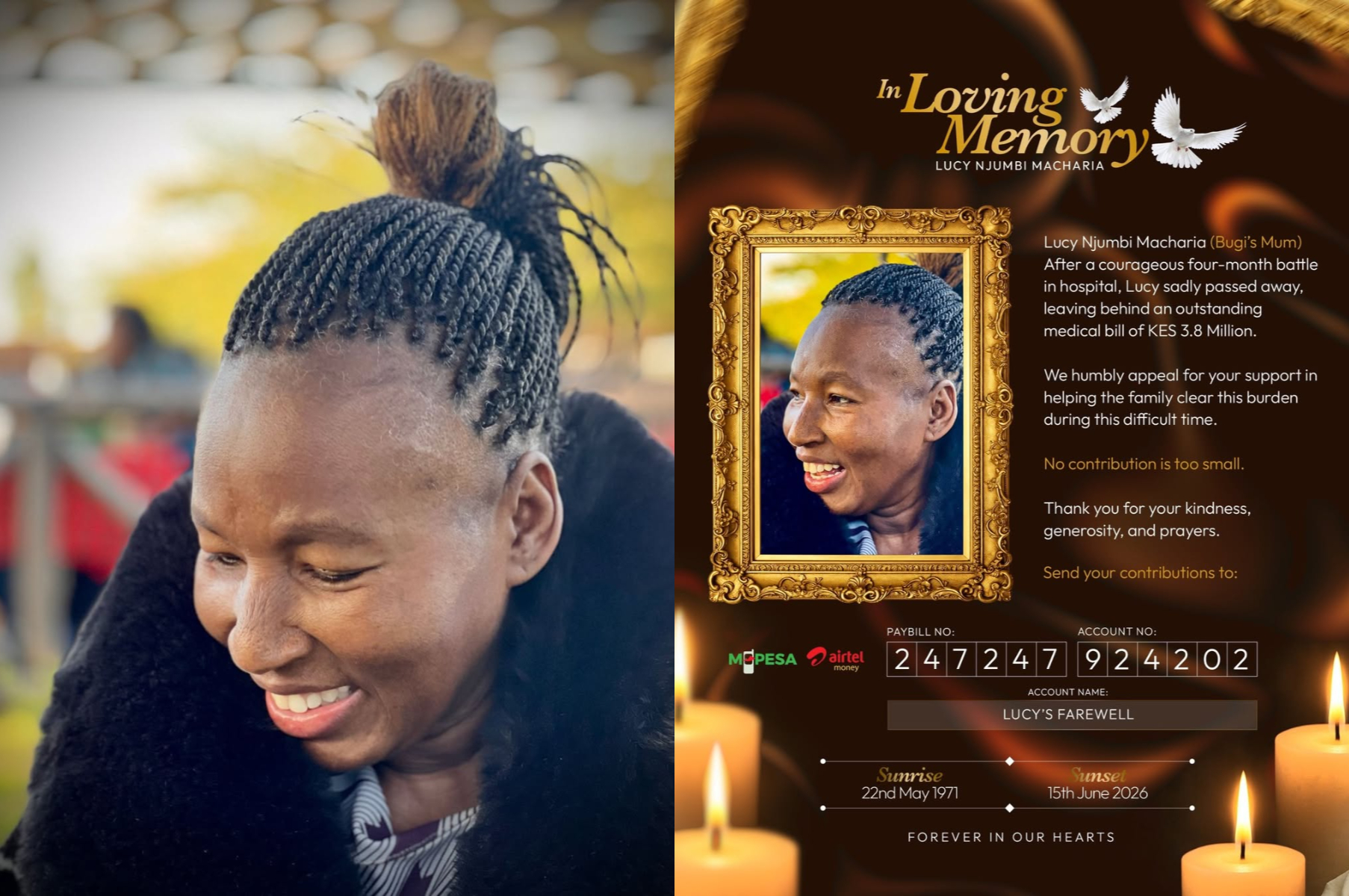 Brian Kabugi's mother is dead