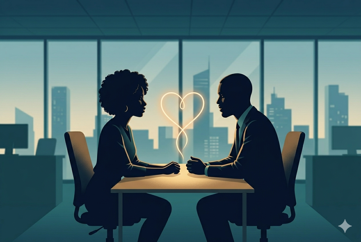 You're not in love with your workmate! It is just shared deadlines and bad coffee