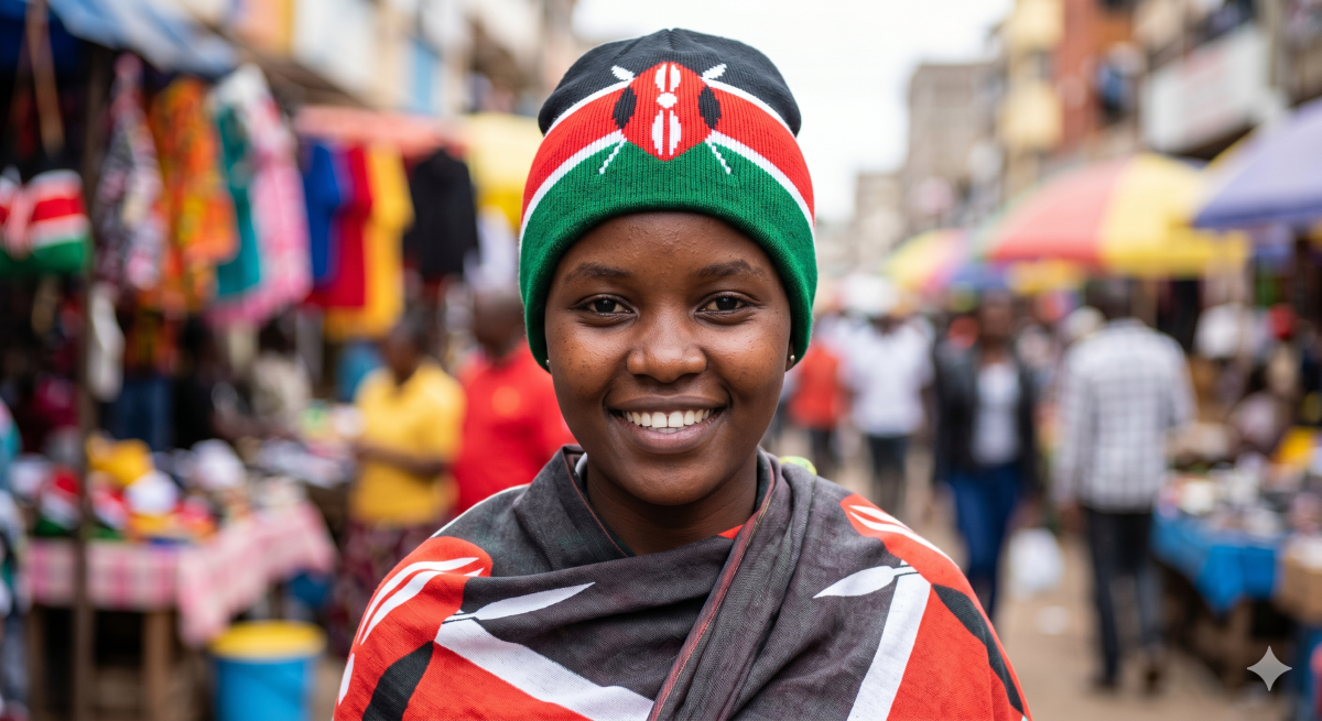 A young Kenyan woman wearing a flag-patterned beanie. PHOTO/Gemini