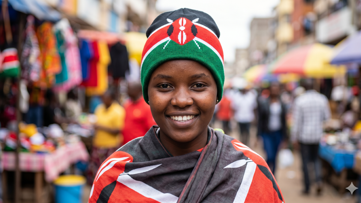 A young Kenyan woman wearing a flag-patterned beanie. PHOTO/Gemini