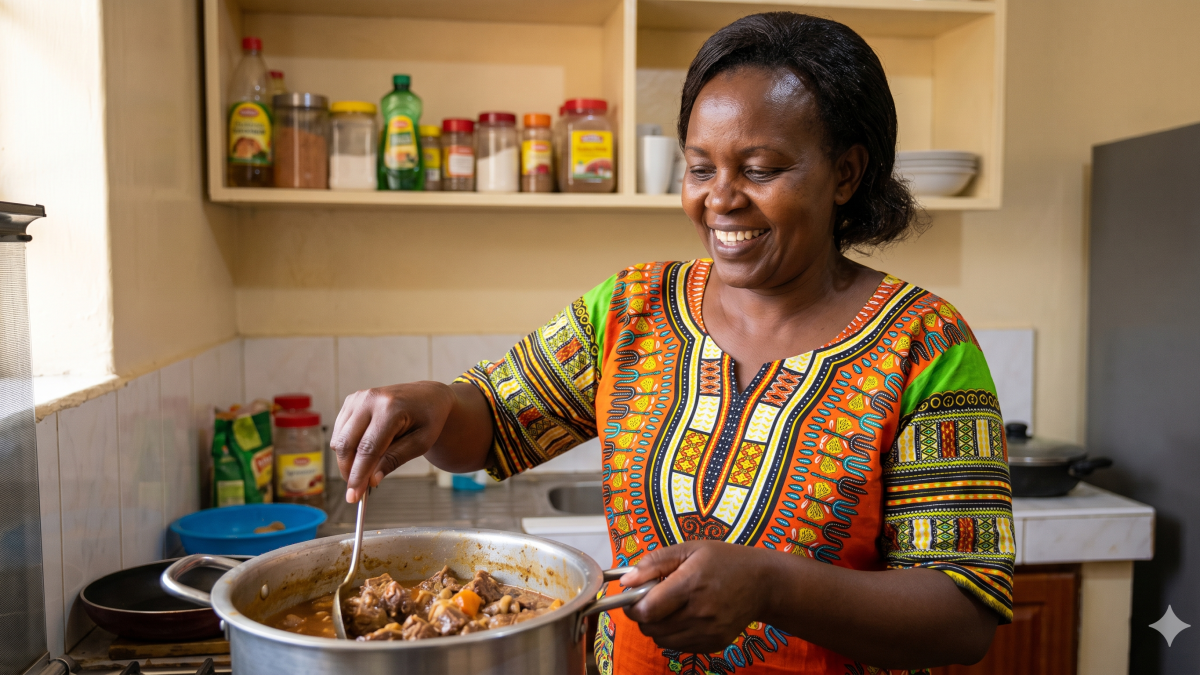 A woman happily stirring a stew. PHOTO/Gemini