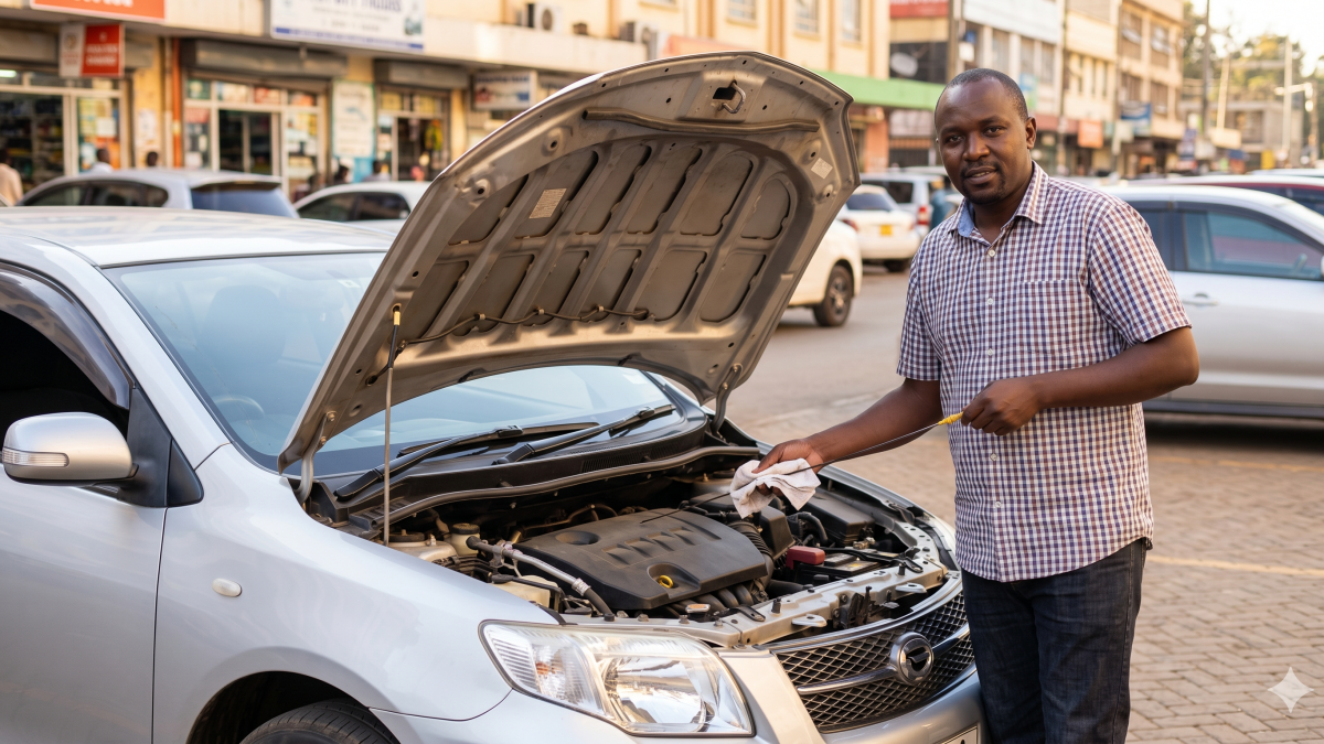 A Kenyan driver checks his engine oil. PHOTO/Gemini