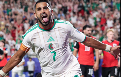 Algeria's Riyad Mahrez celebrates his goal against Austria on Sunday, June 28, 2026. PHOTO/https://www.facebook.com/fabrizioromanoherewego