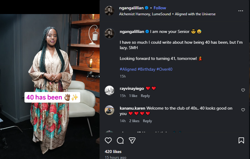A post shared by Lilian Ng'ang'a on Instagram. PHOTO/Screengrab by K24 Digital