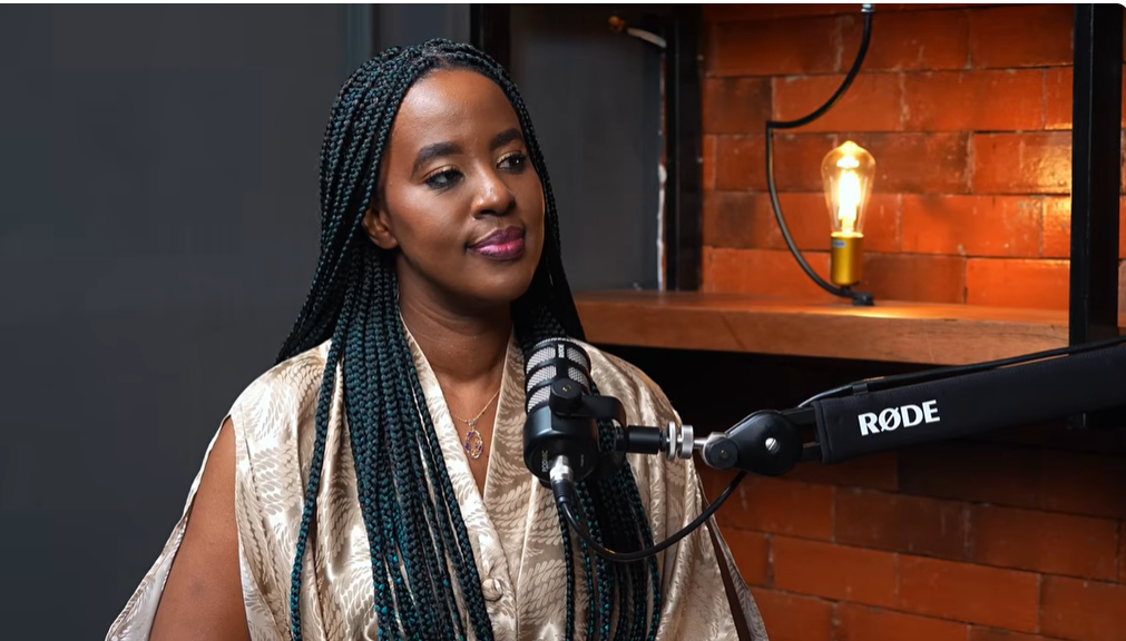 Lillian Nganga speaking during an interview with Alex Mwakideu