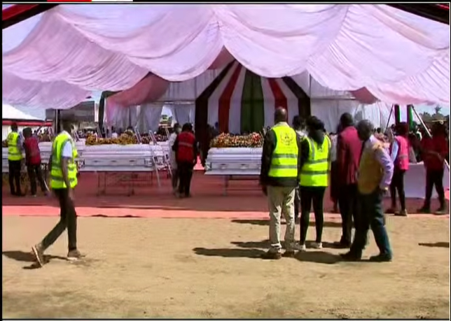 A requiem mass for the victims of the tragic Utumishi Girls' Academy fire. PHOTO/screengrab by K24 Digital from video posted online