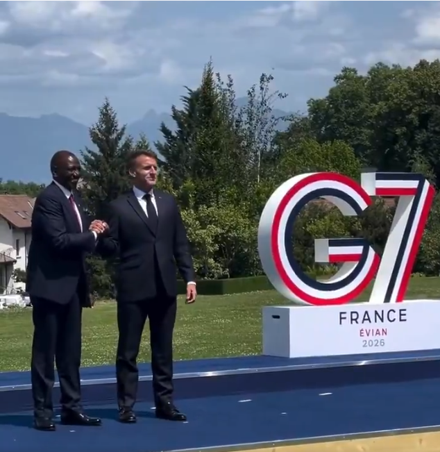 Emmanuel Macron and William Ruto in France G7 Summit starts. PHOTO/@EmmanuelMacron/X