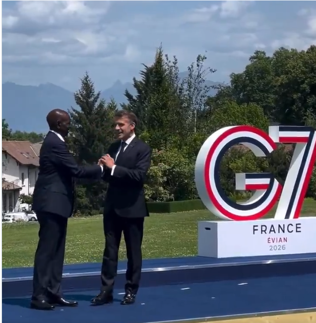 Emmanuel Macron and William Ruto in France G7 Summit starts. PHOTO/@EmmanuelMacron/X