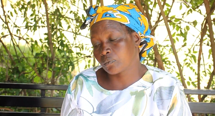 The late Silvester Muigai's grand mother overpowered by emotions during an interview with K24 Digital's Wanjira Wachira. PHOTO/David Nthua