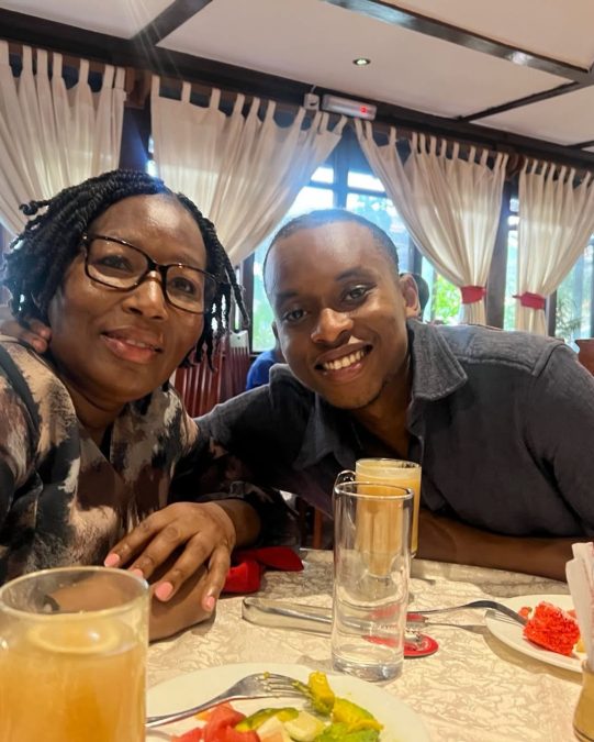 Actor Brian Kabugi with his late mother Lucy Njumbi Macharia. PHOTO/@realbugi/Instagram