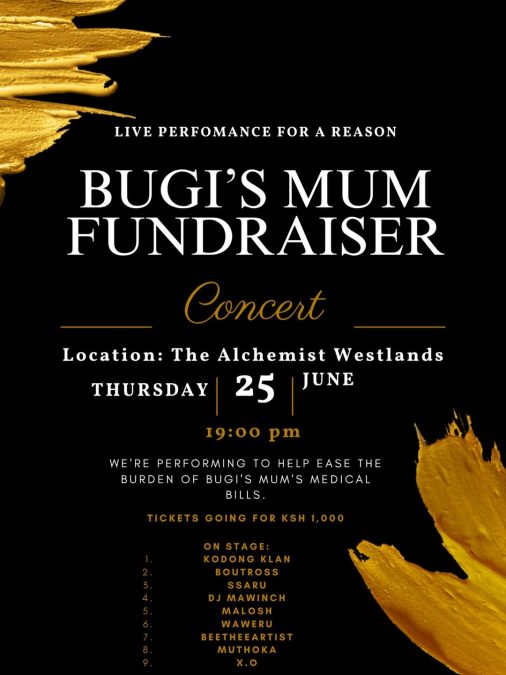 Fundraisng concert for Brain Kabugi' late mother. PHOTO/@realbugi_/Instagram