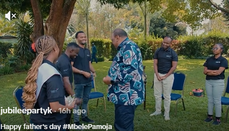 A post shared by Jubilee Pary on TikTok. Retired President Uhuru Kenyatta engages with youth. PHOTO/Screengrab by K24 Digital