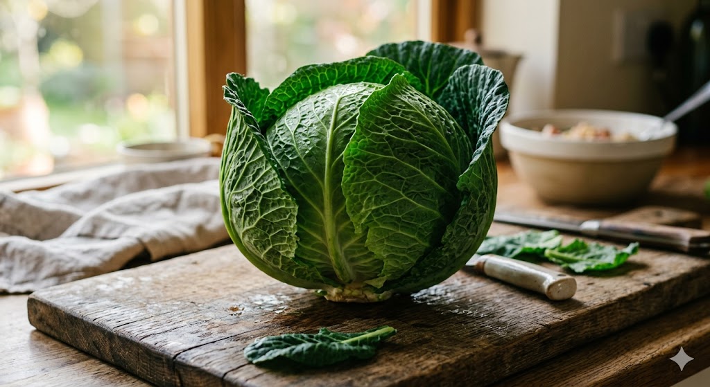 A green cabbage placed somewhere. PHOTO/AI