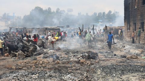 Gikomba market after the fire on Sunday, June 21, 2026. PHOTO/@Yusuf Hassan/X