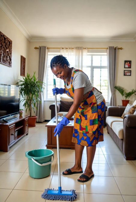 Domestic worker cleaning a house. PHOTO/Grok