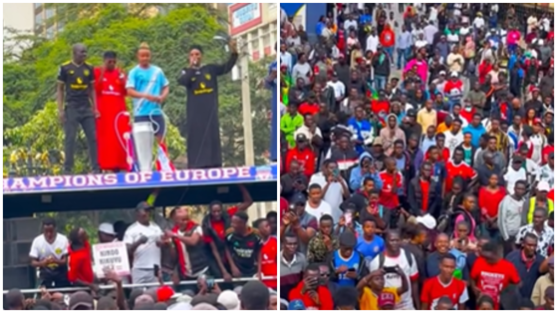 Crowds flood CBD as Eric Omondi leads celebration of Arsenal’s loss to PSG