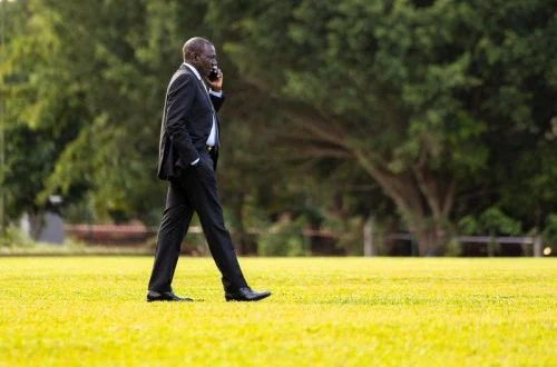 President Ruto on a phone call. PHOTO/@StateHouseKenya/X.

