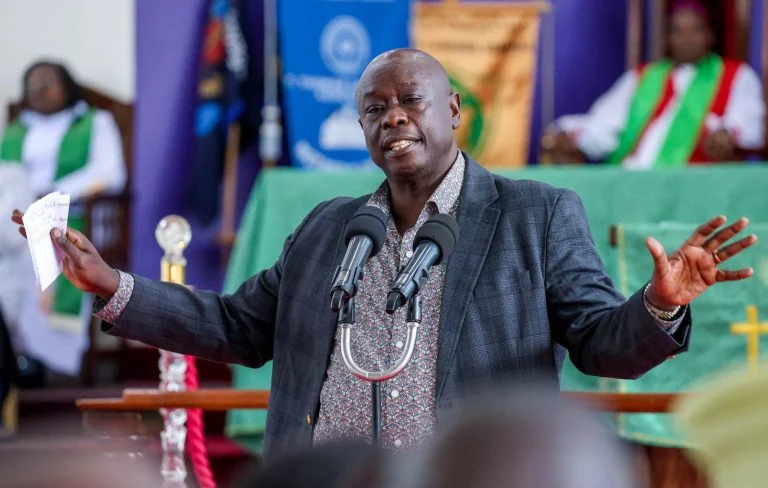 Rigathi Gachagua during a church service at ACK Diocese of Kirinyaga, St. Thomas Cathedral, on Sunday, July 19, 2026. PHOTO/https://www.facebook.com/H.E. Rigathi Gachagua, EGH