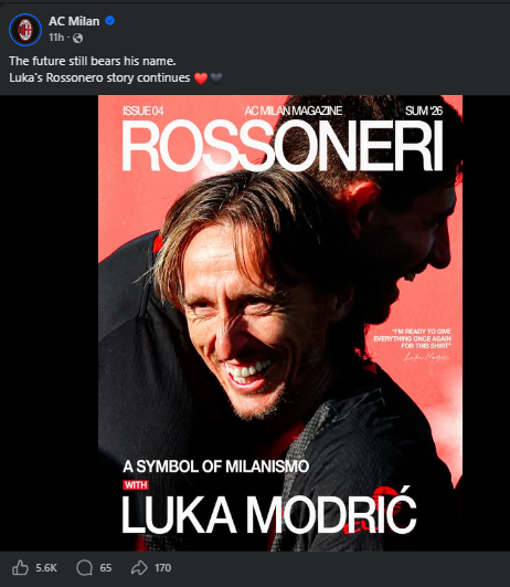AC Milan and Luka Modric have renewed working agreement. PHOTO/Screengrab by K24 Digital/https://www.facebook.com/ACMilan