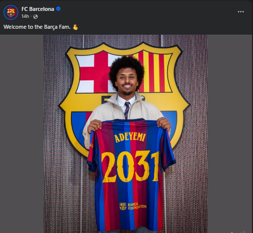 FC Barcelona have confirmed the signing of Karim Adeyemi until 2031. PHOTO/Screengrab by K24 Digital/https://www.facebook.com/fcbarcelona