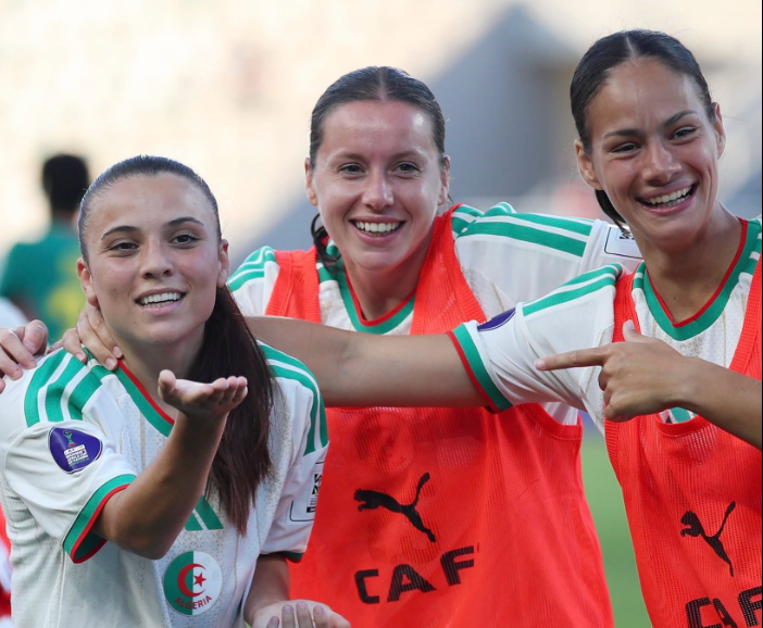 Algeria players celebrate goal in WAFCON games