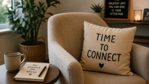 A symbolic representation of the importance of setting aside dedicated, distraction-free time to connect with children and build stronger parent-child relationships.