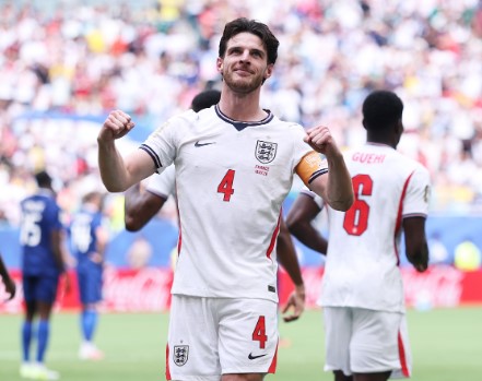 Declan Rice celebrates his opening goal for England against France int World Cup third-place playoff on Sunday, July 19, 2026. PHOTO/https://www.facebook.com/EnglandTeam/photos
