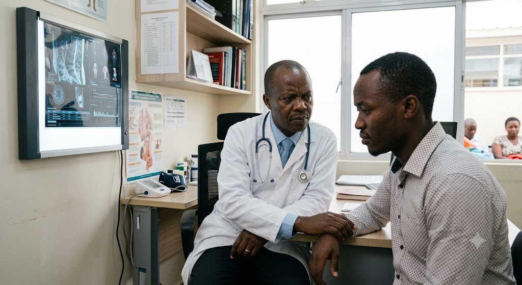 A doctor consulting a male patient
