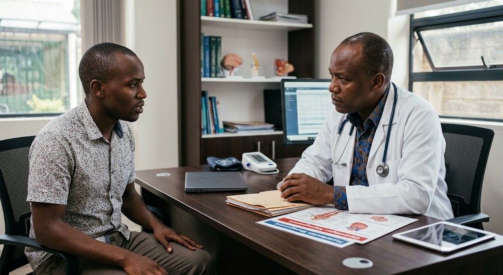A doctor consulting a male patient