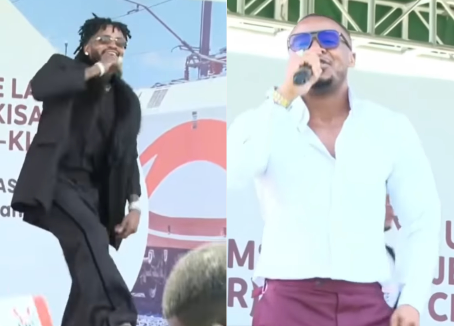 Diamond Platnumz and Alikiba performing in Kigoma