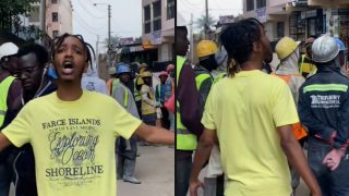 Nairobi: Construction workers stop to stare as streamer Tonka unleashes his alien antics