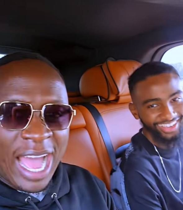 Obinna and Amiin in a Rolls-Royce. PHOTOS/@amiinfx/Instagram.