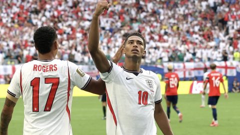 Jude Bellingham and Morgan Rodgers celebrate after England beat Norway to reach World Cup semis. PHOTO/@FIFAWorldCup/X