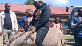 Ol Kalou by-election: Aspirant arrives to vote riding a donkey