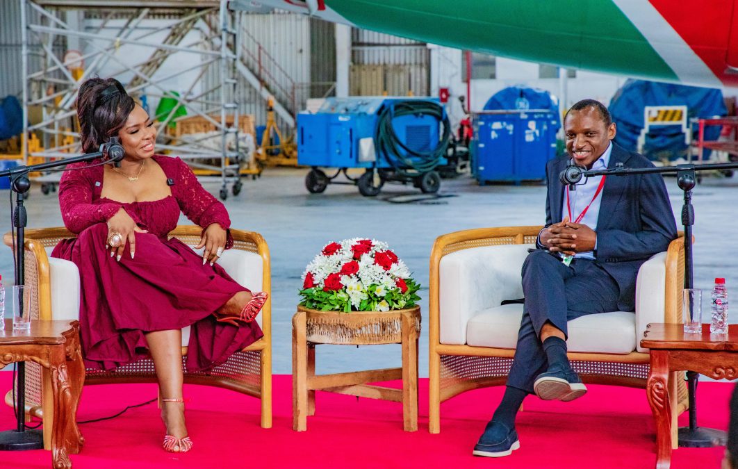 Yemi Alade with Chief Commercial and Customer Officer, Julius Thairu