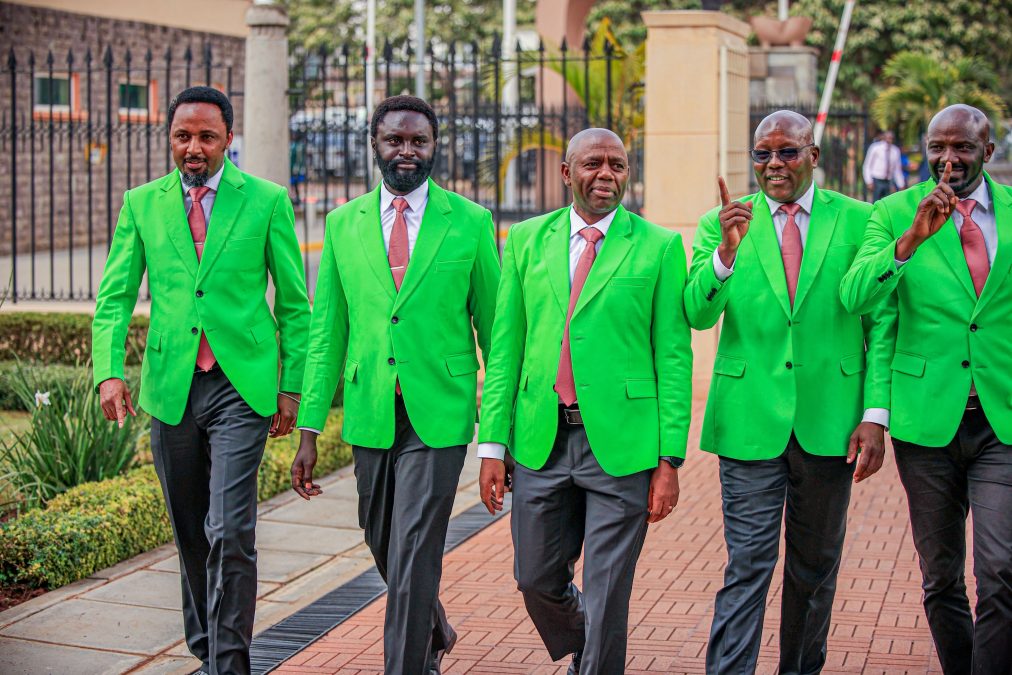 DCP-allied senators wearing matching green blazers. PHOTO/@KarungoThangwa/X