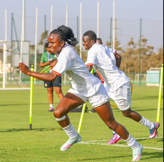 Harambee Starlets players in training ahead of their WAFCON clash with Senegal. PHOTO/FKF