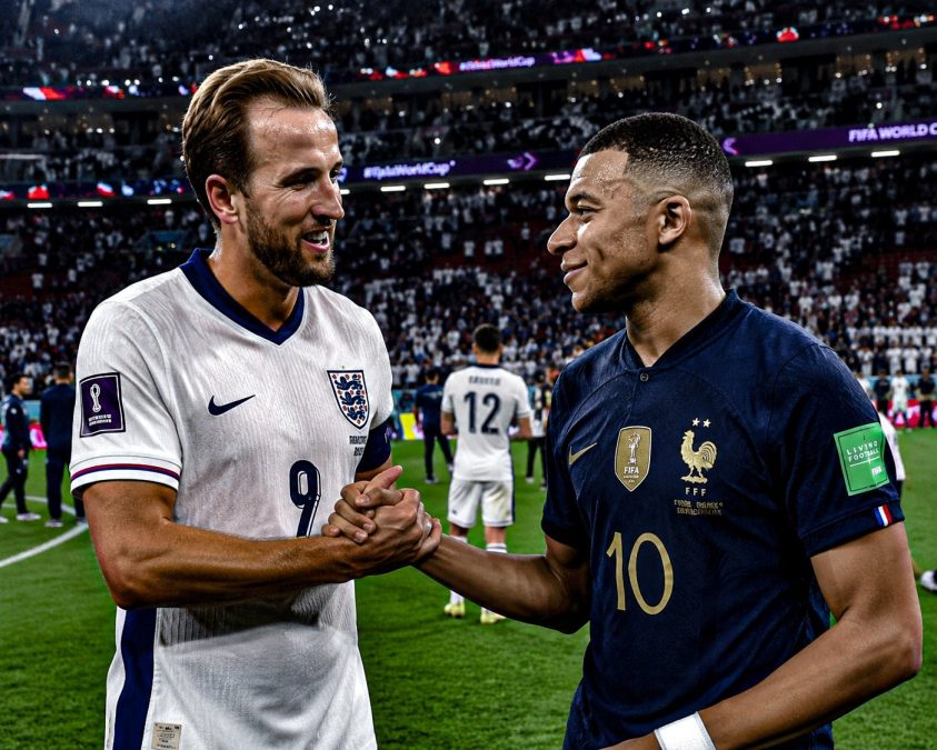 England captain Harry Kane and his France star Kylian Mbappe. PHOTO/@unitedattackID/X