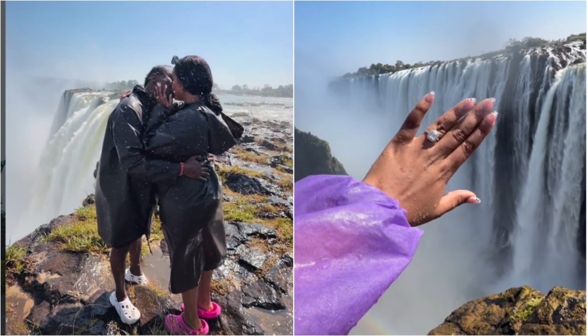 Jimal Rohosafi proposes to long-time girlfriend Wangari Thiong'o. PHOTO/@jimal_rohosafi/Instagram